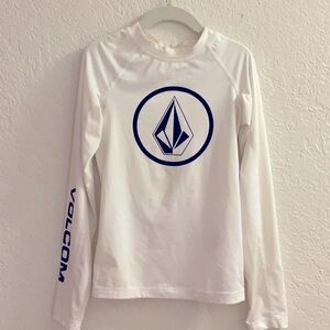 Volcom - RashGuard - Big Boys Lido - Solid - Size S - UPF 50 - White/Black